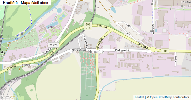 Hradiště - mapa části obce