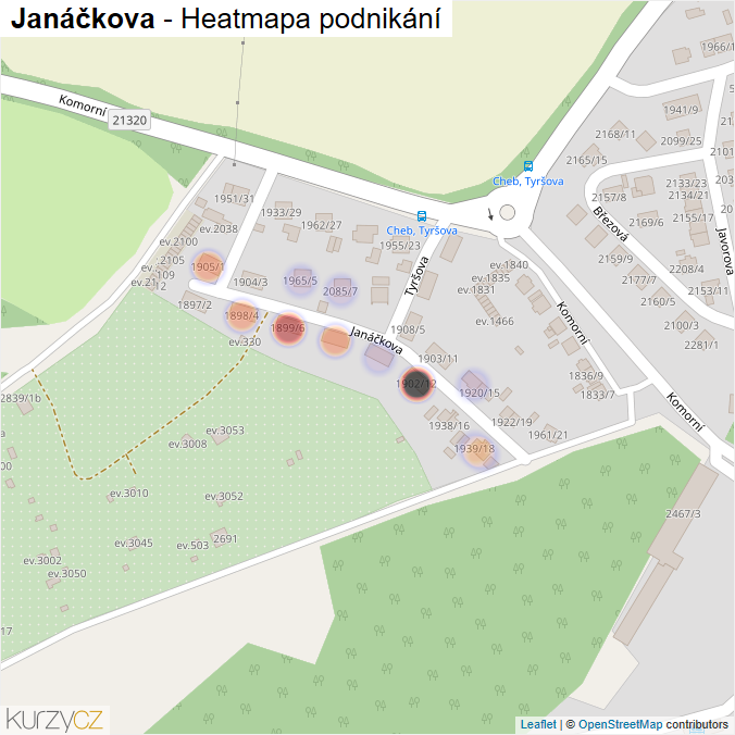 Mapa Janáčkova - Firmy v ulici.