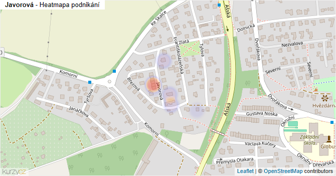 Javorová - mapa podnikání