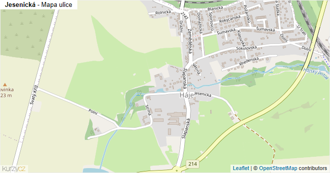 Jesenická - mapa ulice