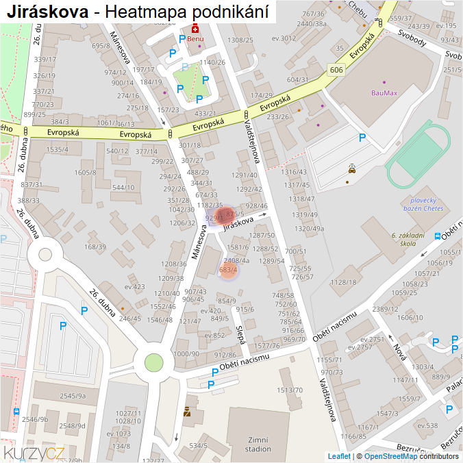Mapa Jiráskova - Firmy v ulici.