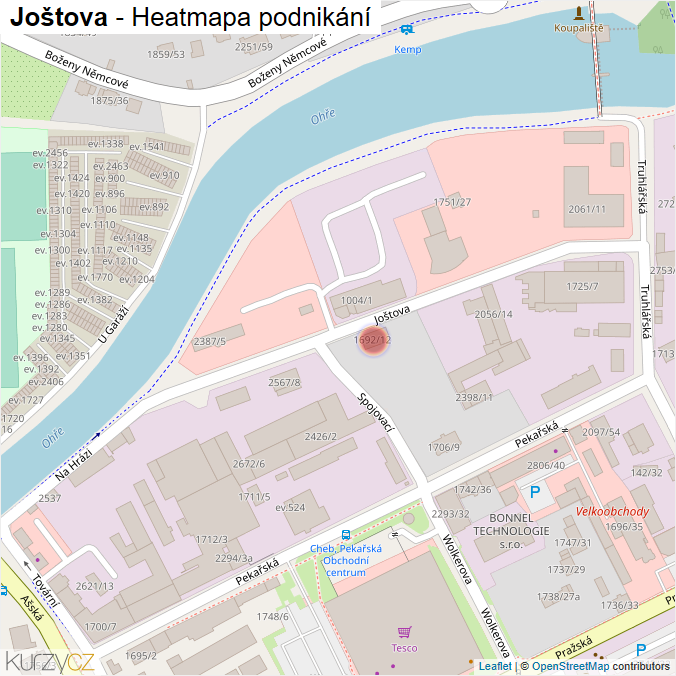Mapa Joštova - Firmy v ulici.