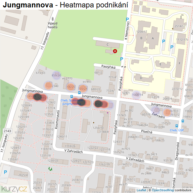 Mapa Jungmannova - Firmy v ulici.