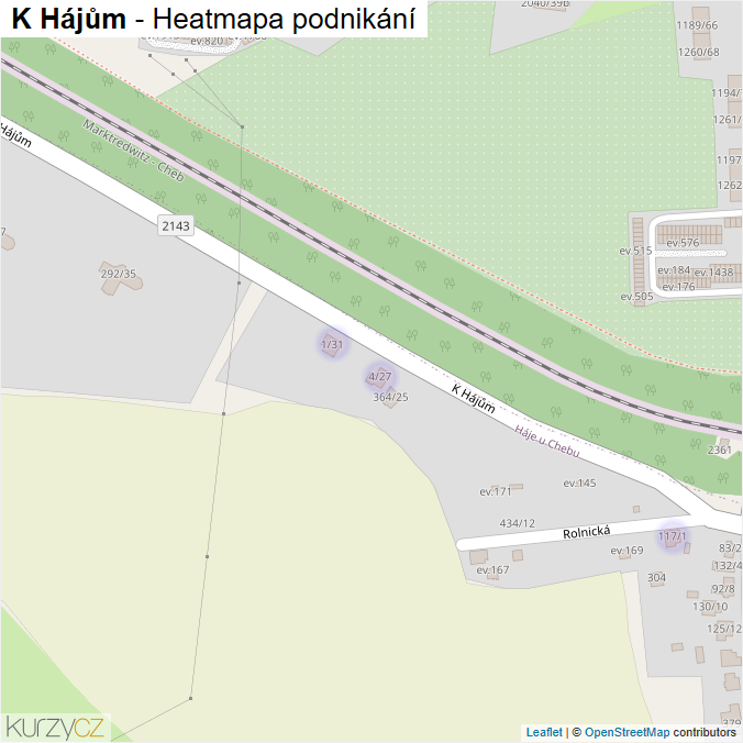 Mapa K Hájům - Firmy v ulici.