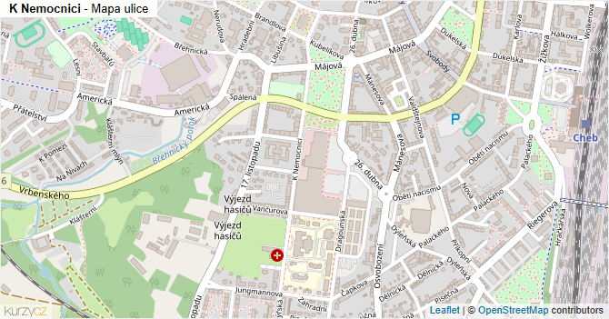 K Nemocnici - mapa ulice