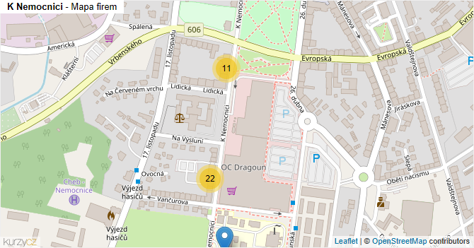 K Nemocnici - mapa firem