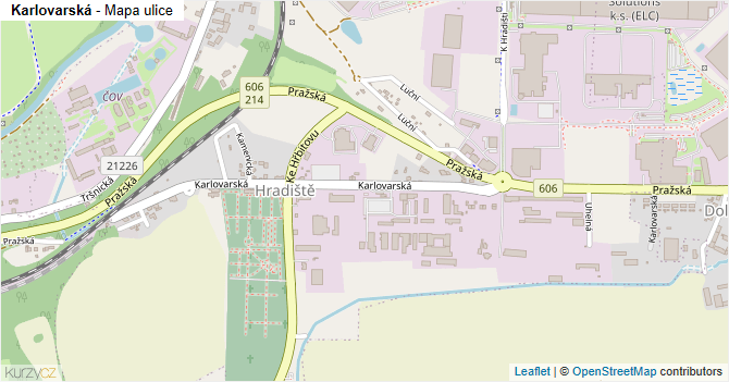 Karlovarská - mapa ulice