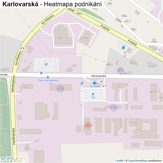 Mapa Karlovarská - Firmy v ulici.