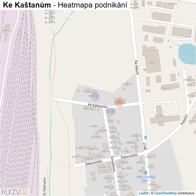 Mapa Ke Kaštanům - Firmy v ulici.