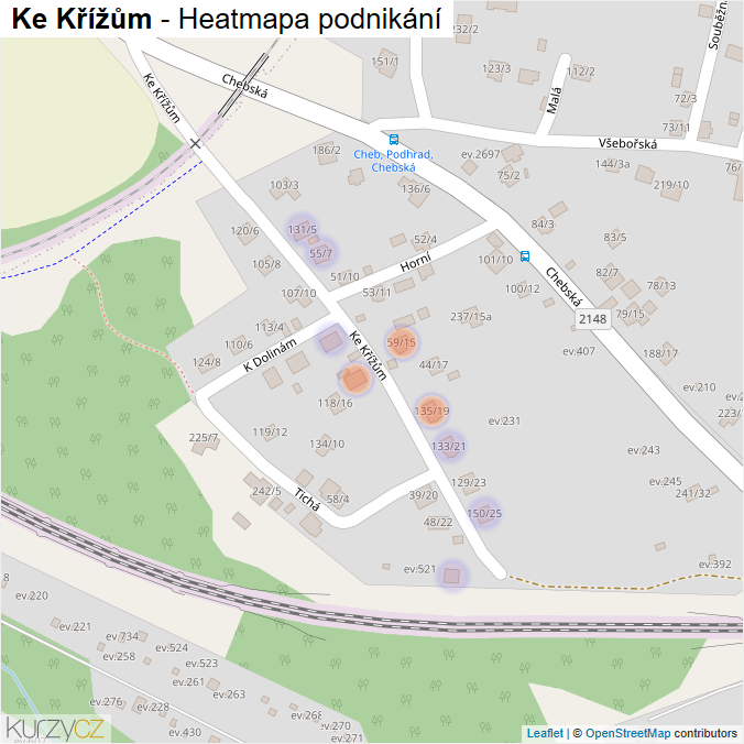 Mapa Ke Křížům - Firmy v ulici.