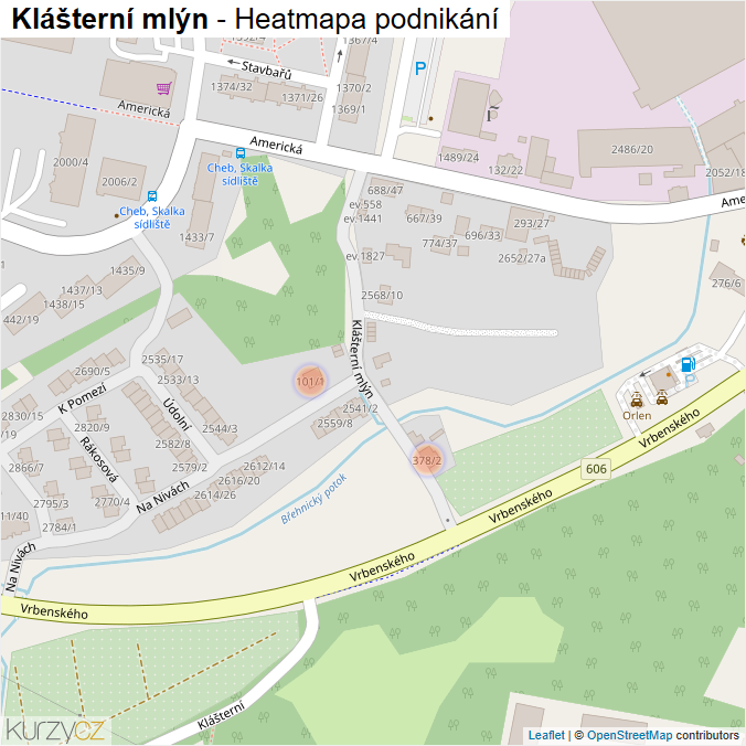 Mapa Klášterní mlýn - Firmy v ulici.