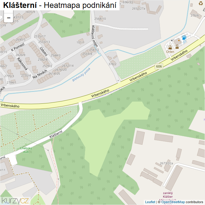 Mapa Klášterní - Firmy v ulici.