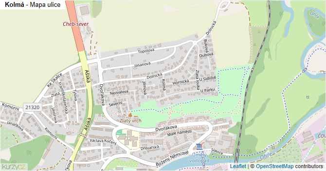 Kolmá - mapa ulice