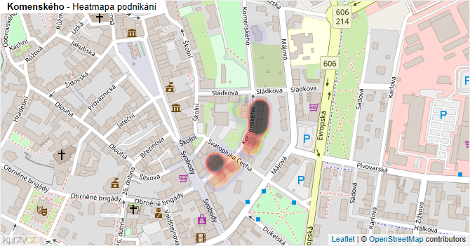 Komenského - mapa podnikání
