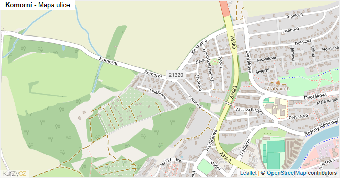 Komorní - mapa ulice