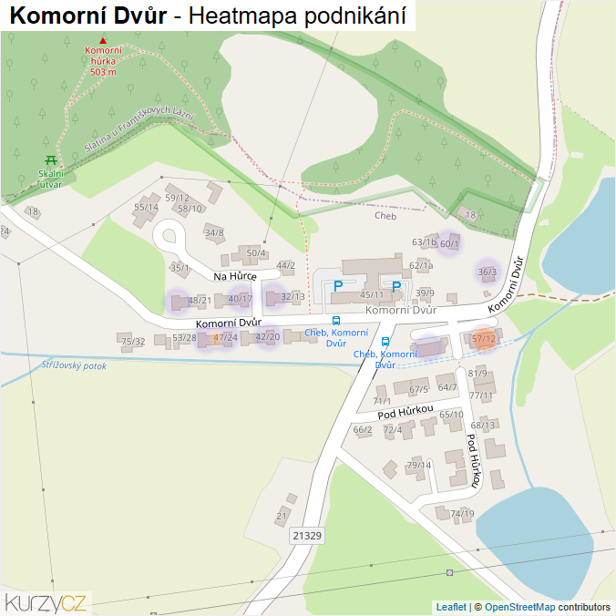Mapa Komorní Dvůr - Firmy v ulici.