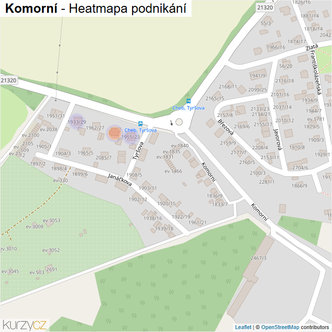 Mapa Komorní - Firmy v ulici.