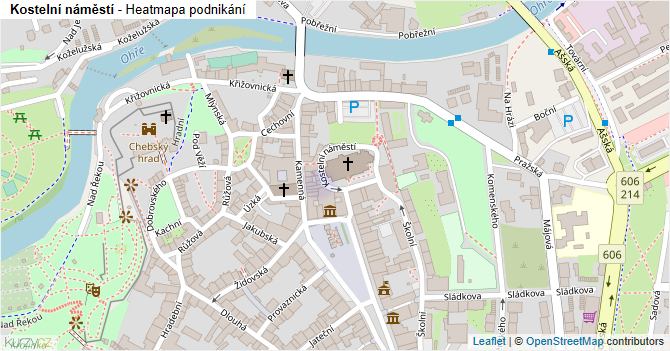 Kostelní náměstí - mapa podnikání