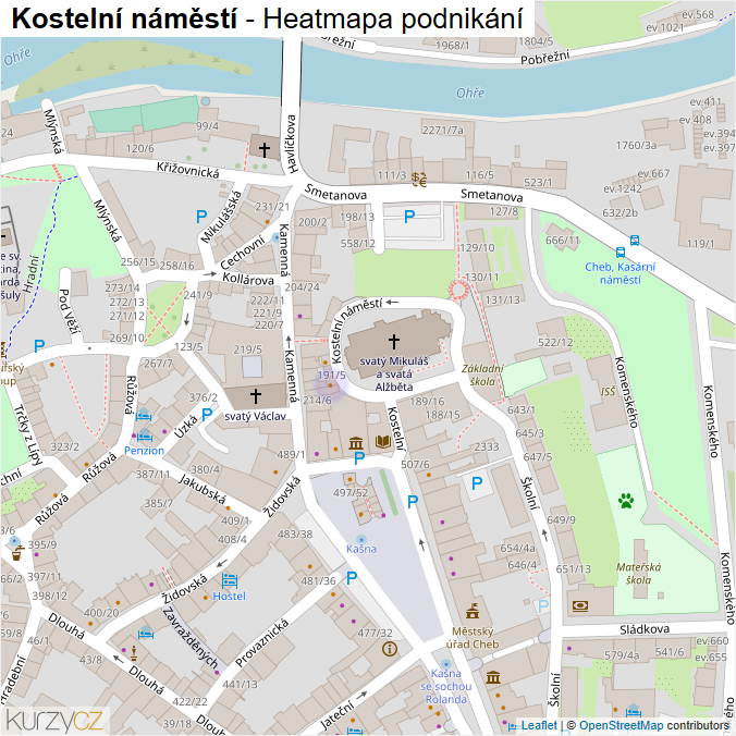 Mapa Kostelní náměstí - Firmy v ulici.