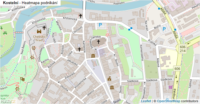 Kostelní - mapa podnikání