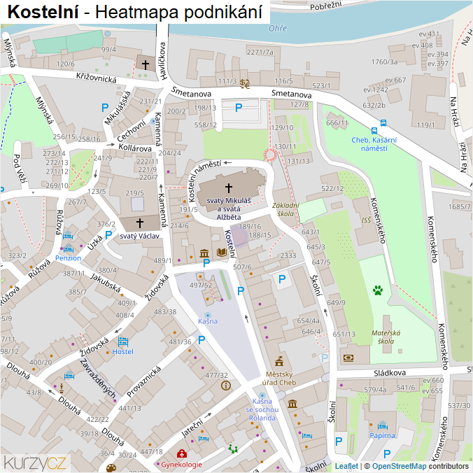 Mapa Kostelní - Firmy v ulici.
