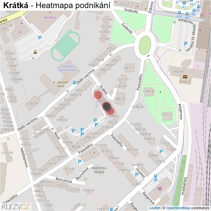 Mapa Krátká - Firmy v ulici.