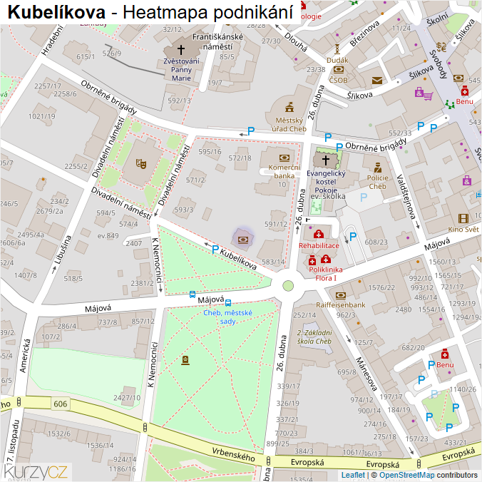 Mapa Kubelíkova - Firmy v ulici.
