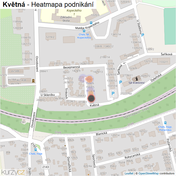 Mapa Květná - Firmy v ulici.