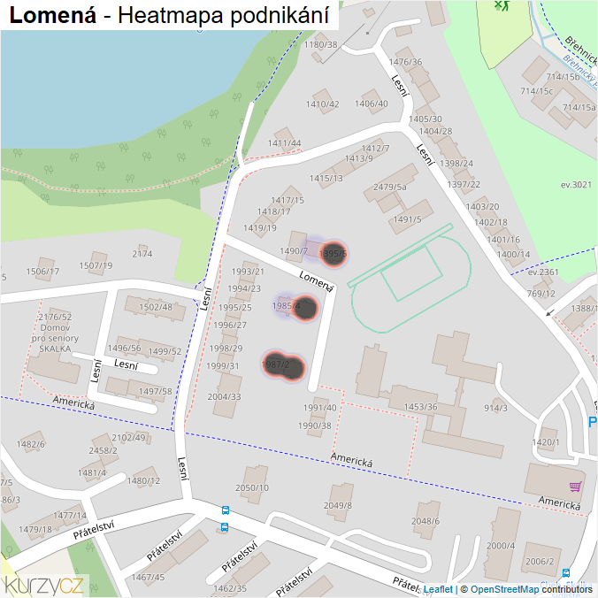 Mapa Lomená - Firmy v ulici.