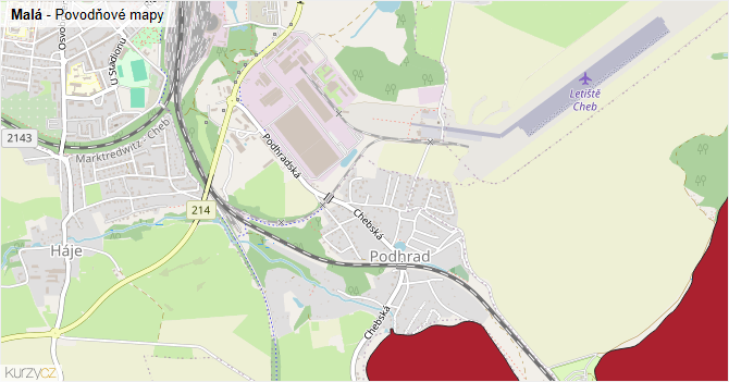 Malá - záplavové mapy stoleté vody