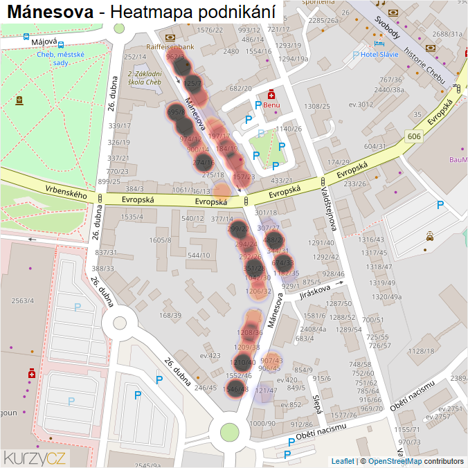Mapa Mánesova - Firmy v ulici.