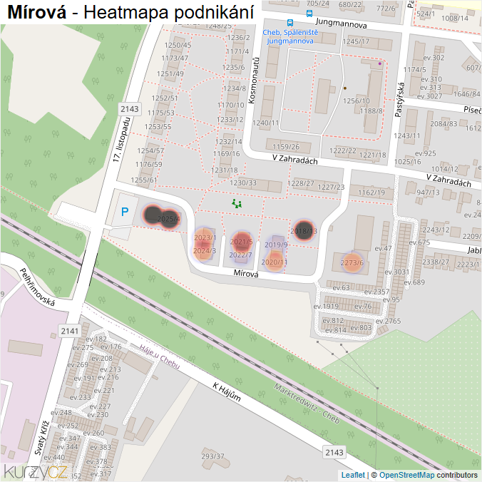 Mapa Mírová - Firmy v ulici.