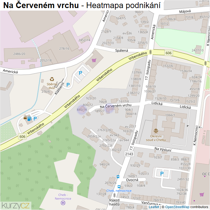Mapa Na Červeném vrchu - Firmy v ulici.