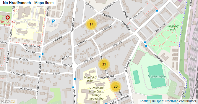 Na Hradčanech - mapa firem