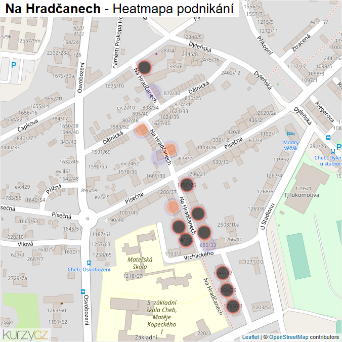 Mapa Na Hradčanech - Firmy v ulici.