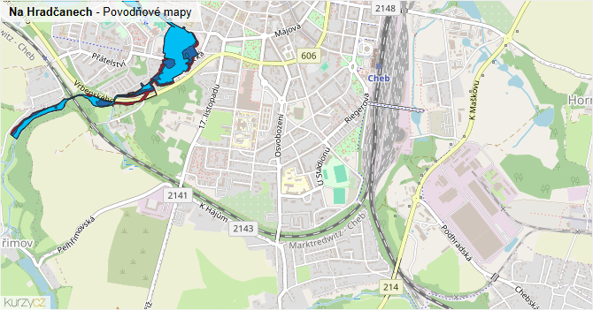 Na Hradčanech - záplavové mapy stoleté vody