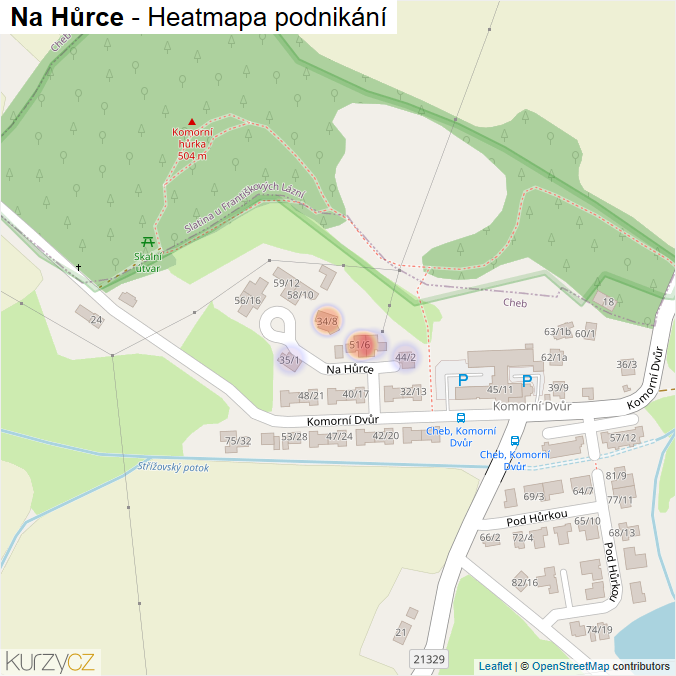 Mapa Na Hůrce - Firmy v ulici.