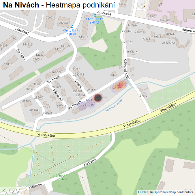 Mapa Na Nivách - Firmy v ulici.
