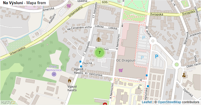 Na Výsluní - mapa firem