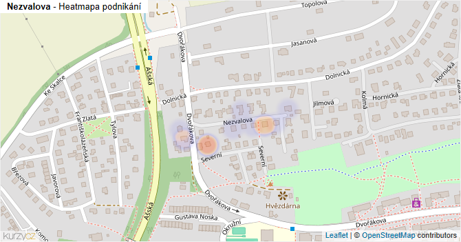 Nezvalova - mapa podnikání