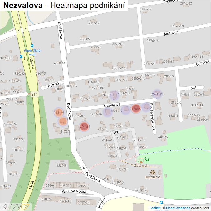 Mapa Nezvalova - Firmy v ulici.
