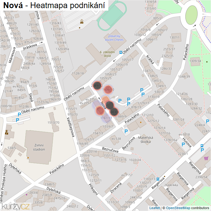 Mapa Nová - Firmy v ulici.
