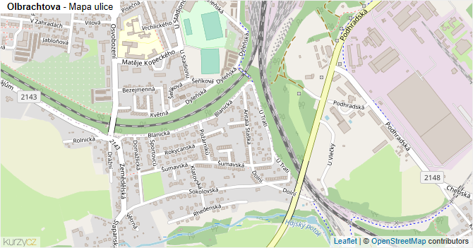 Olbrachtova - mapa ulice