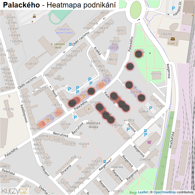 Mapa Palackého - Firmy v ulici.