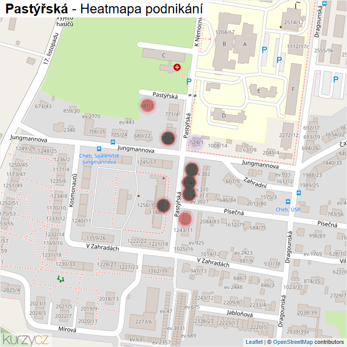 Mapa Pastýřská - Firmy v ulici.