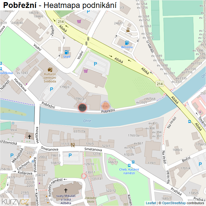 Mapa Pobřežní - Firmy v ulici.