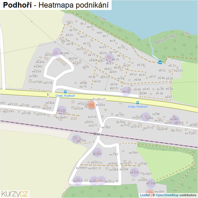 Mapa Podhoří - Firmy v části obce.