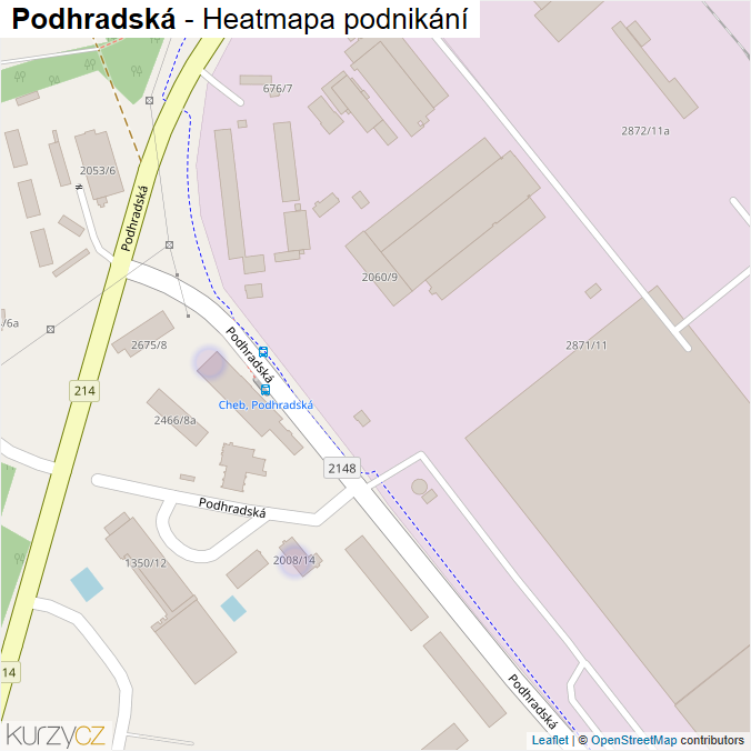 Mapa Podhradská - Firmy v ulici.