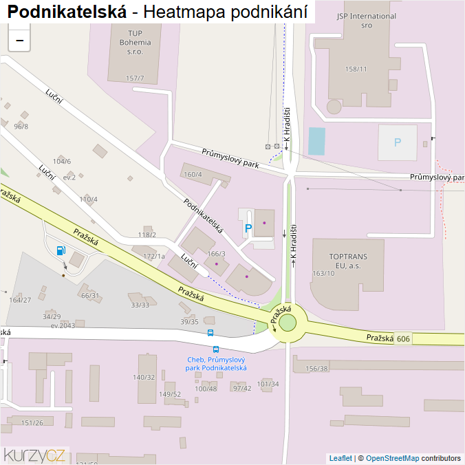 Mapa Podnikatelská - Firmy v ulici.