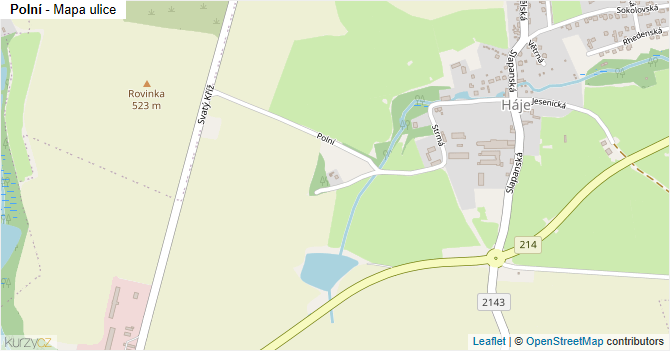 Polní - mapa ulice